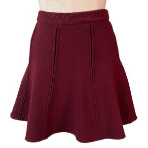 ZARA Woman Maroon Knit Skater Skirt – Made in Monaco, Size Small